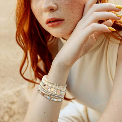 Fesciory Leopard Bracelet for Women, Boho Leather Wrap Multi-Layer Pearl Crystal Bracelet Bangle Jewelry - style: Boho(Khaki)