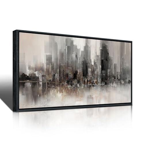 YDYSUNE NYC WALL ART Framed Ready to Hang Home Decor Black White Artwork Wall Art Prints Canvas Painting Large Size for Living Room Bedroom Office Decoration - color: Black-F, size: 29"L x 58"W