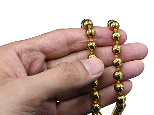Amazing Gemstone Golden Hematite Mala Beads - 108 Prayer Beads for Meditation and Mindfulness Practice, Handcrafted Mala Beads with Natural Gemstones for Spiritual Healing and Relaxation (Knotted) - color: Golden Hematite, style: Knotted