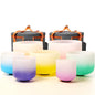 Set of 7 size 6-12 inch Gradient Color Chakra Tuned 432hz Quartz Crystal Singing Bowls with Heavy Duty Carrying Cases and Singing Bowl Mallets - color: Set of 7, Gradient