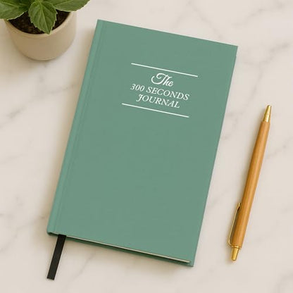 Gratitude Journal for Women & Men – 5 Minute Guided Daily Journal with Prompts for Mindfulness, Self Care & Positive Thinking, 300 Seconds Daily Reflection, Light Green Linen Cover - color: Light Green