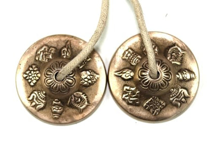 Tibetan Manjeera Tingsha Meditation Bell, Chime Bells, Cymbals, Buddhist Meditation, Yoga Bell Chimes small, auspicious symbol (Manjeera-03) - size: Manjeera-03