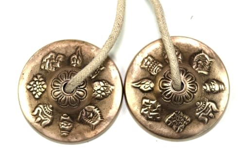 Tibetan Manjeera Tingsha Meditation Bell, Chime Bells, Cymbals, Buddhist Meditation, Yoga Bell Chimes small, auspicious symbol (Manjeera-03) - size: Manjeera-03