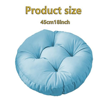 Futon Seat Cushion, Overstuffed Round Tatami Indoor Outdoor Seat Pads Chair Pad, Solid Color Footstool Cushion, not Include Chairs(18inch) (Light Blue) - color: Light Blue