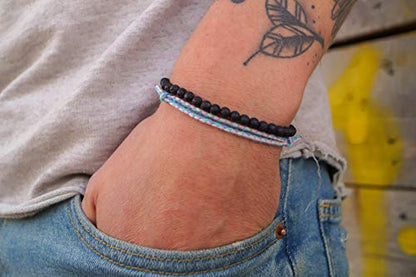 Made by Nami 2 Pcs Boho Surfer Bracelets for Men and Women Waterproof and Adjustable Beach Bracelets for Men and Women Set of 2 Beaded & Braided - color: Lava Beads & Retro