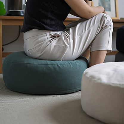 Round Meditation Cushion Breathable Cotton Linen Seat Cushion for Yoga Tatami Meditation Cushion Washable Meditation Pillow Indoor Use-White 30cm(12inch)