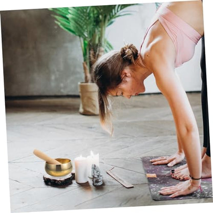 TOYANDONA 1set Handmade Sound Bowl for Yoga Meditation with Mallet Bowl for Mindfulness Practice Portable Meditation Accessory for Home Temple and Travel - size: 8x8x5cm