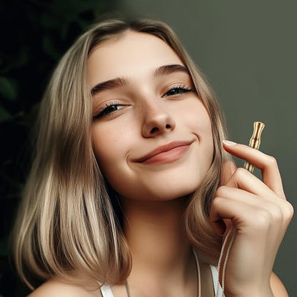 LAMKHOO Breathing Necklace to Quit Smoking and Vaping with Refillable Mint Pods Stop Smoking Aids Fidget Necklace Smokeless Inhaler for Adults - color: Gold