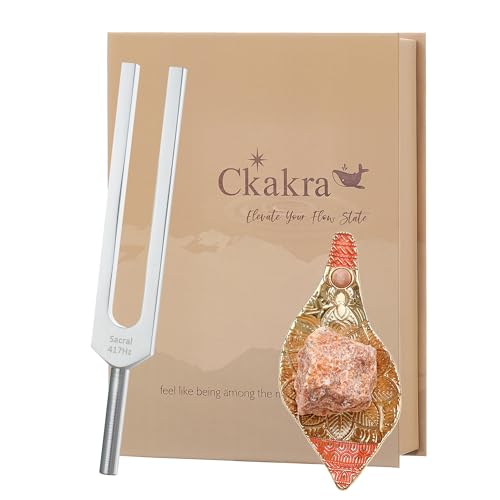 Ckakra Tuning Fork with Crystal Decor kit,Solfeggio Energy Tuners, 417Hz for Sacral Chakra,Sunstone Decor,Meditation Gifts for Women,Gold Shankha - color: Sacral Chakra