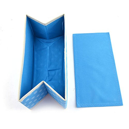 Ruilogod Fabric Rectangular Dot Pattern Household Bedroom Storage Bag Organizer Blue White (id: 7c3 099 649 152 94b