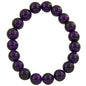 Falari 10mm Natural Semi Precious Gemstone Stretch Bracelet Unisex - color: Purple Agate
