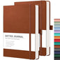 RETTACY Dotted Journal Notebook, 2-Pack, 160 Numbered Pages per Pack, A5 Medium Size (5.7'' x 8.3''), 120 GSM Thick Paper, Leather Hardcover, for Journaling, Planning, Tracking (Brown & Brown) - color: Brown & Brown, style: Dotted