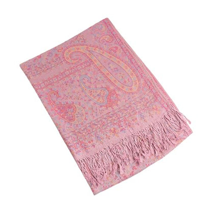Paisley Pashmina Rave Shawl Scarf-Women's Reversible Ethnic Jacquard Pashmina Wraps for Travel - color: C#.rose Pink