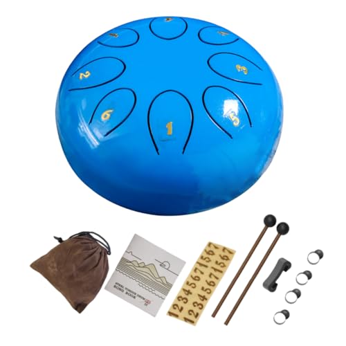 rain drum for outside，Steel Tongue Drum 8 Notes 6 Inches Chakra Tank Drum Steel Percussion Padded Travel Bag and Mallets，Musical Education Entertainment Meditation Yoga Zen Gifts(Light blue) - color: Light blue