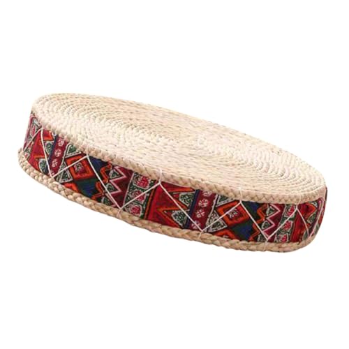 minkissy Woven Round Meditation Cushion 30cm Diameter X 7cm Height Natural Straw Floor Pillow Japanese Style Indoor Seating Pad for Yoga and Zen Practice