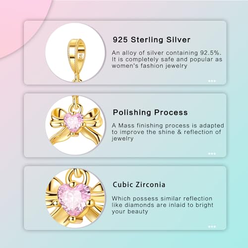 Prayer Cross Elephant Airplane Suitcase Charm 925 Sterling Silver Charms fits for Bracelets Necklace Pendant Bead Charms Jewelry Gift for Women Family - color: Golden Bow Charm