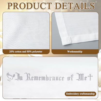 Large in Remembrance of Me Altar Frontal 88.2x52in Holy Communion Table Cloth Cover White Rectangle Communion Table Cloths for Church for Gatherings Baptism Ceremonies (Silver Embroidery) - color: Silver Embroidery