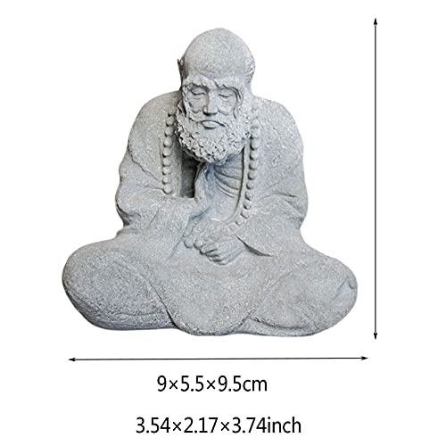 AETVRNI Buddha Statue Figure Sitting,Bodhidharma Buddha Statues Meditation Zen Decoration Sculpture Decor Living Room Garden Office Terrace Porch,Inside or Outer,Made of Sandstone (Gray),Small - size: Klein