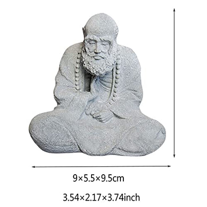 AETVRNI Buddha Statue Figure Sitting,Bodhidharma Buddha Statues Meditation Zen Decoration Sculpture Decor Living Room Garden Office Terrace Porch,Inside or Outer,Made of Sandstone (Gray),Small - size: Klein