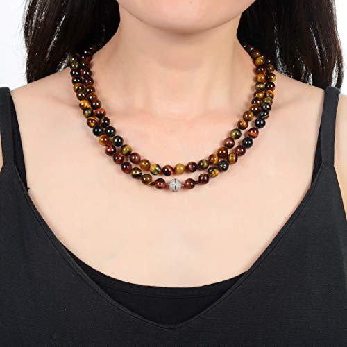 mala Beads Necklace for Women Man, mala Bracelet, Prayer Beads Necklace - color: mix tiger eyes stone no tassel