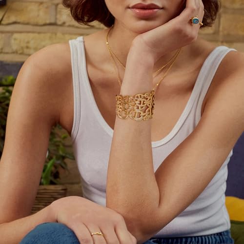 POTESSA 18K Gold Plated Cuff Bracelets Adjustable Dainty Bangle Handemade Jewelry for Women - style: Pig Nose