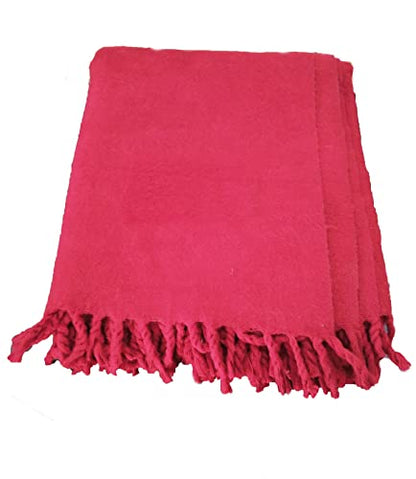 PARIJAT HANDICRAFT Wool Meditation Shawl Tibet Monks Burgundy Red Prayer Wrap to Strengthen Your Daily Meditation Practice