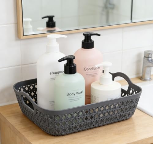 Morcte Small Storage Basket, Plastic Mesh Organizer Basket (Grey, Set of 6)