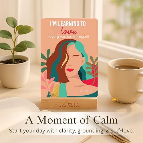 Affirmation Cards for Women – Bold & Beautiful Gift Set with 44 Daily Empowering Quotes + Wooden Stand – Self Love, Confidence, Motivation, Mindfulness
