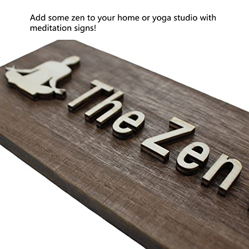 The Zen Den signs Room Decor Meditation in Progress Wall Hanging Sign,Inspirational Wooden Door Plaque for Yoga Studio Bedroom Decoration (Brown)