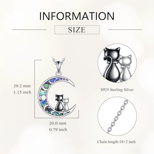 Sun and Moon Necklace 925 Sterling Silver Sun Moon Pendant Gemstone Jewelry Gifts for Women - style: Cat