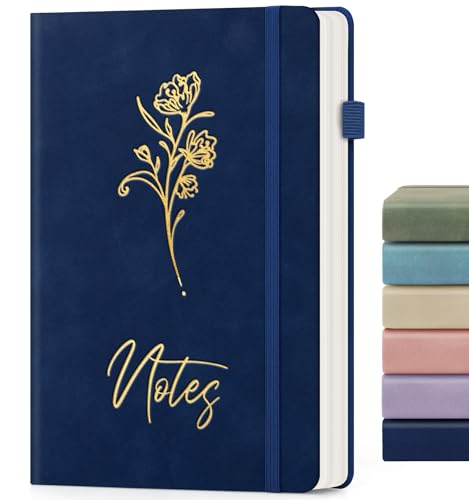 Lined Journal Notebook for Women Men, A5 Hardcover Leather Journals for Writing, 200 Pages Thick Paper, Daily Journal Notebook for Work, School, Note Taking, Business, Travel, College Ruled - color: B-Minimalist-Deep Blue, size: 1 Pack-A5