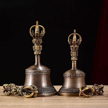 Tibetan Buddhist Meditation Bell And Dorje Set, It Can Be A Bell For Yoga And Meditation, A Hotel Bell, An Office Bell For Home Or Office, A Sound Healing Instrument, A Musical Instrument(Size:16.5cm) - size: 16.5cm