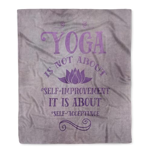 3dRose Yoga Self Acceptance Watercolor Calligraphy Silktouch Minky Blanket