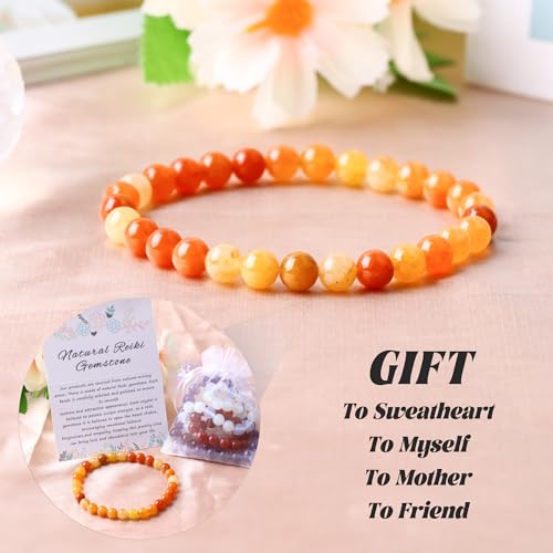 Handmade Stretch Elastic Bracelet Natural Stone Crystal Healing Power Energy Gifts for Reiki Nature's Beauty and Spiritual Essence Unisex 6mm - color: Red Adventurine