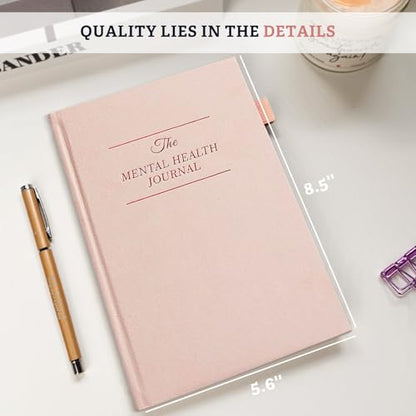 Mental Health Journal for Women and Men - Anxiety & Guided Journal with Mood & Habit Tracker - Take 5 Minuets Everyday - 91 Days Self Care Journal with Prompts, Pink - color: Pink