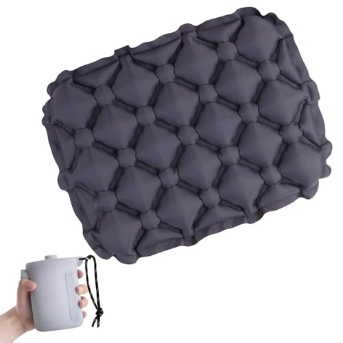 Inflatable Seat Cushion Travel Portable Lightweight Air Stadium Seat Pad Chair Pad with Storage Bag for Airplane Camping Bleacher Hiking Office Car Outdoor (Dark Gray + Air Pump) - color: Dark Gray + Air Pump