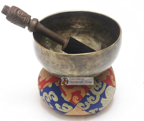 Antique Color Tibetan Handmade Meditation Singing Bowl Sets by Nepalese Handicraft Zone (5.5")