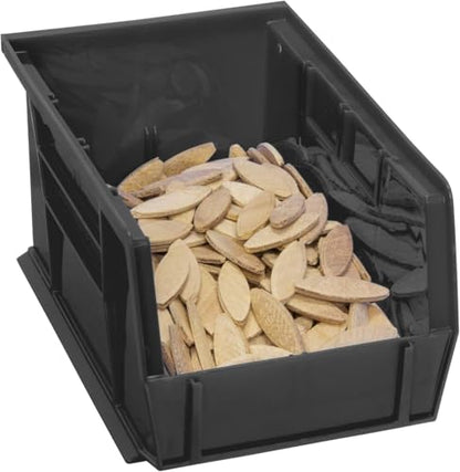 Akro-Mils 30237 AkroBins Plastic Storage Bins, Space-Saving Stackable Bins for Garage, Pantry, Craft Organization, 9" x 6" x 5", Black, 12-Pack - color: Black