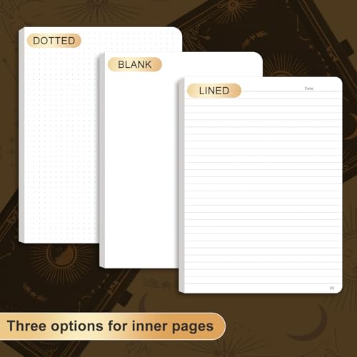 Dotted Journal for Women Men, 192 Pages A5 Notebook Journal, Hardcover Notebook with 100Gsm Thick Pages, Leather Note Book for Writing, Travel, Business, Office, Prayer 5.7 x 8.3,Black - color: Black, style: Dotted