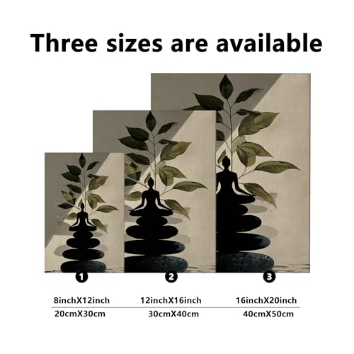 Zen Buddha Stones Wall Art, Green Black Meditative Decor, Minimalistic Home Aesthetic for Living Room, Bedroom, Spa, Wrapped Canvas 8x12 Inch - size: 8x12 Inch