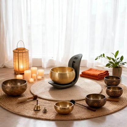 Automatic Tibetan Singing Bowl – Hands-Free Sound Healing Meditation Bowl, Auto-Striking Resonant Tibetan Sound Bowl for Yoga, Mindfulness, Energy Healing, Deep Relaxation & Sleep