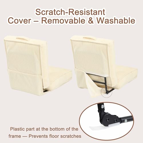 Adjustable Floor Chair with Back Support, 6-Position, Folding Japanese Meditation Tatami Chair, Comfy Gaming Chairs for Adults, Accent Sofa Reading Chairs, Living Room, Bedroom, Beige - color: Beige