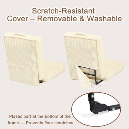 Adjustable Floor Chair with Back Support, 6-Position, Folding Japanese Meditation Tatami Chair, Comfy Gaming Chairs for Adults, Accent Sofa Reading Chairs, Living Room, Bedroom, Beige - color: Beige