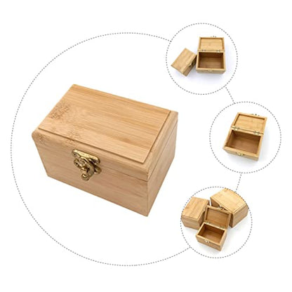 Healifty Bamboo Storage Box Jewelry Box Organizer Square Case Capacity for Home Office Decor Style