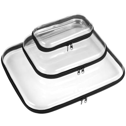 Generic 3-Pack Transparent Hard Shell Zippered Cases, Multiple Sizes, Waterproof Cosmetic and Toy Organizers, Portable Storage Pouches for Travel and Home
