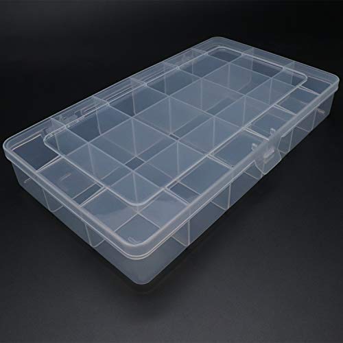 Xiaoyztan Clear Plastic Organizer, 18 Fixed Grids, Jewelry Box Bead Storage Container for Small Parts, Fishing Tackle, DIY Crafts, and Earrings, Overall 8 x 4.7 x 1.3 Inch, 2Pcs - size: 8.0x4.7x1.3 in