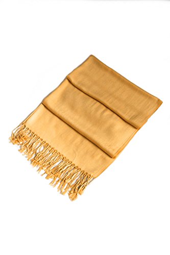 Sakkas 78" X 28" Rayon from Bamboo Soft Solid Pashmina Feel Shawl/Wrap/Stole - color: Mustard Yellow