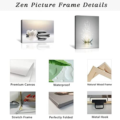 Zen Stones Wall Art and White Lotus Flower Wall Art