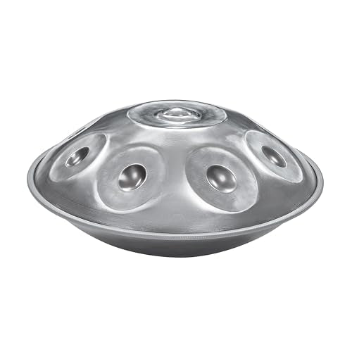Handpan Steel Drum Instrument 440Hz 10 Notes in D Minor 22inches Handmade, Percussion Instrument - color: Moonlight Silver, size: 440Hz