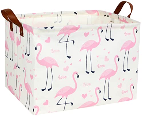 Flamingo Pink Basket Nursery Girl Baby Storage Basket Rectangular Cute Pattern Kids Toy Storage Bin Organizer Book Shelf Basket Baby Girls Flamingo Room Decor(Love Flamingo) - color: Love Flamingo